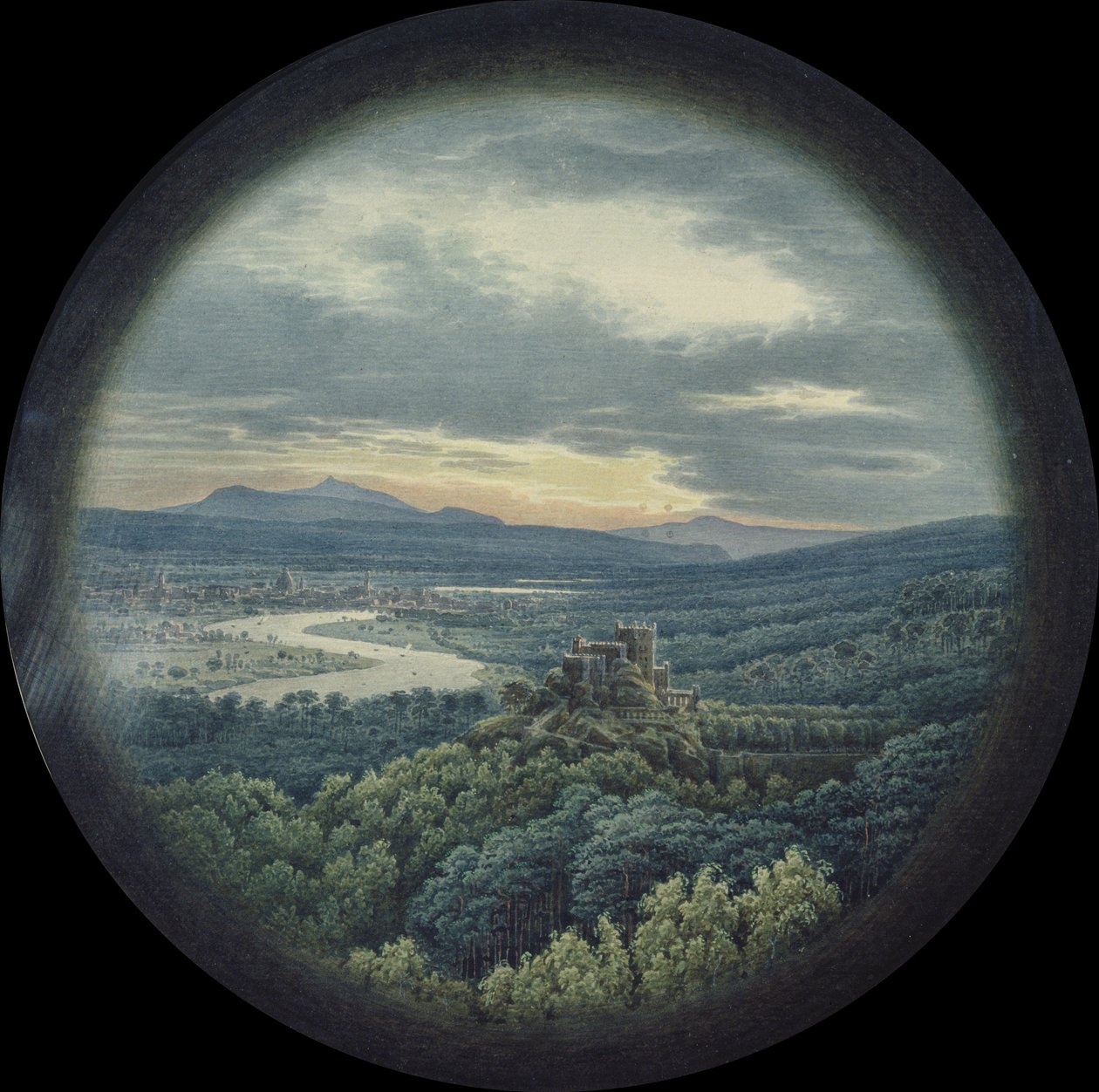 Utsikt over Dresden (wc og kroppsfarge på papir) av Karl Friedrich Schinkel