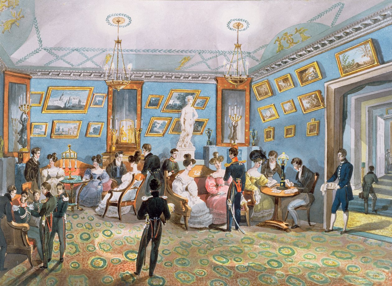 A Society Drawing Room, ca. 1830 av Karl Ivanovich Kolmann