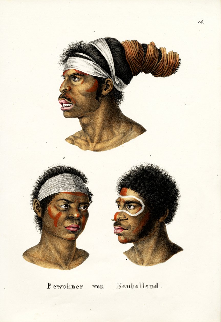Urfolk i australier, 1824 av Karl Joseph Brodtmann