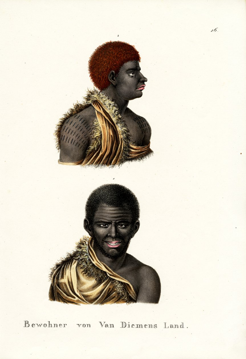 Tasmanske aboriginer - Van Diemens land, 1824 av Karl Joseph Brodtmann