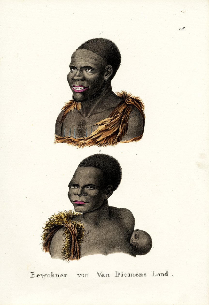 Tasmanske aboriginer - Van Diemens land, 1824 av Karl Joseph Brodtmann