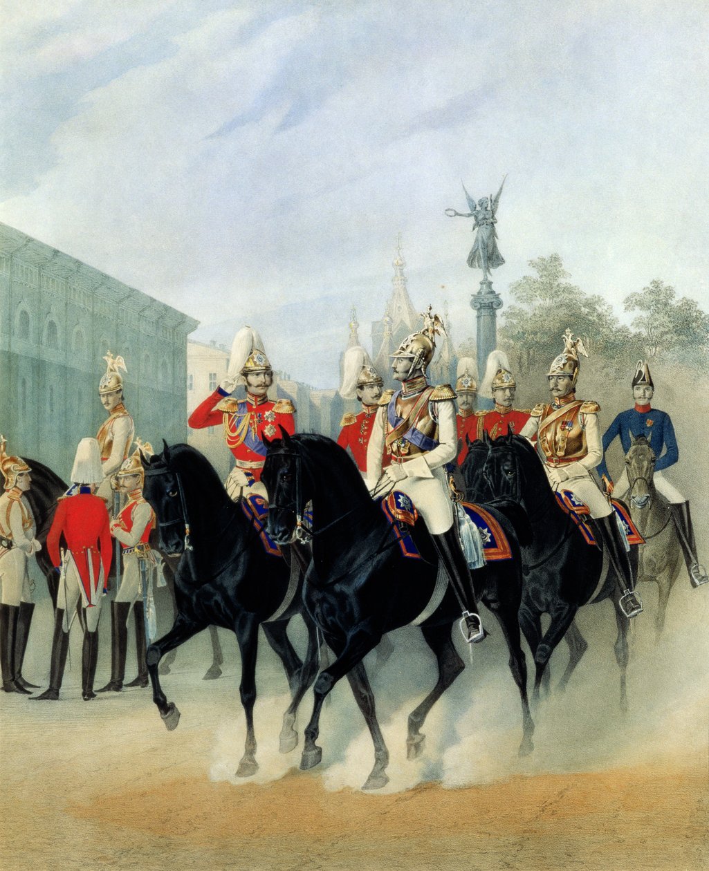 Keiser Nicholas I (1796-1855) og storhertug Alexander (1845-94) i St. Petersburg, 1843 av Karl Karlovich Piratsky