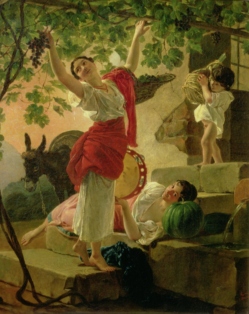 Girl Gathering Grapes nær Napoli, 1827 av Karl Pavlovich Bryullov