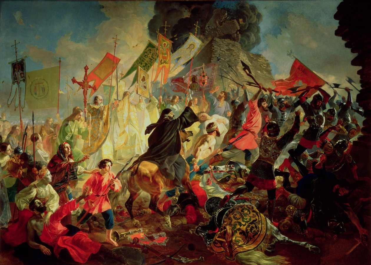 Kong Stephan IV Batory beleiret Pskov i 1581 av Karl Pavlovich Bryullov
