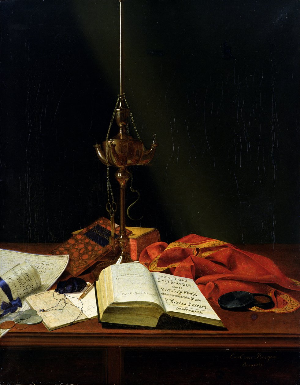 Stilleben med en bibel, 1821 av Karl von Bergen
