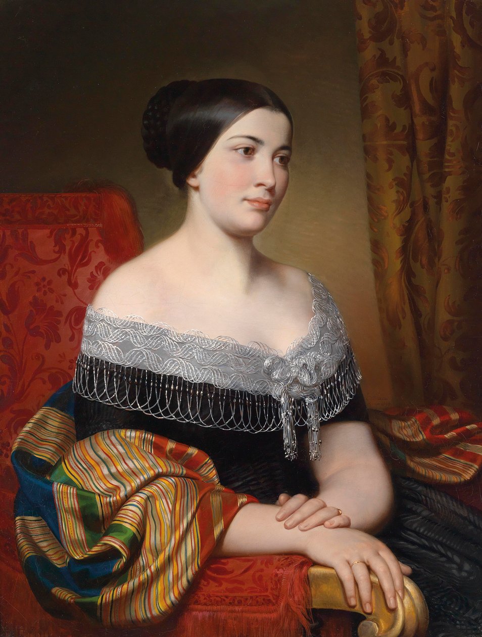 Portrett av en dame og portrett av en mann, i bakgrunnen den romerske Campagna av Karl von Blaas