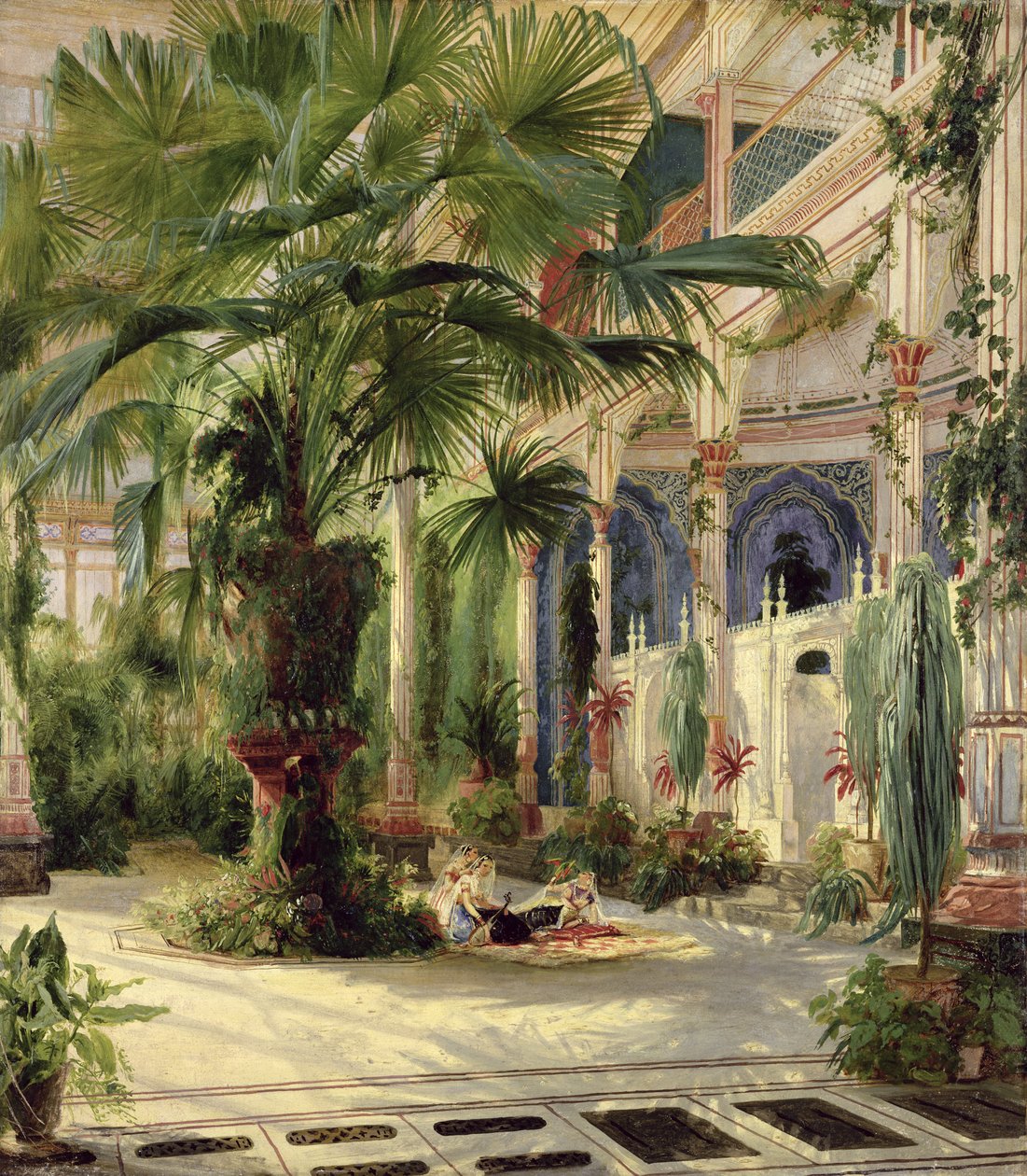 Interiør i Palmehuset i Potsdam, 1833 (papir på lerret) av Carl Blechen