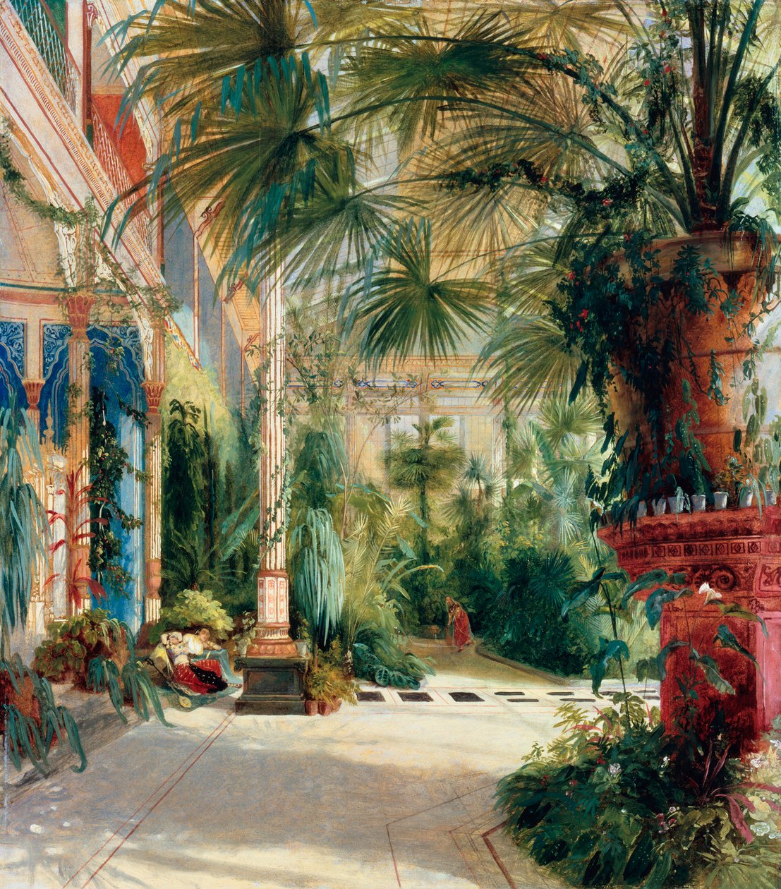 ""Serre a palmiers"" (The Interiør av Palmehuset) Maleri av Carl Blechen (1798-1840) Olje på papir 1832-1833 Dim 64x56 cm Staatliche Museen, Berlin av Carl Blechen