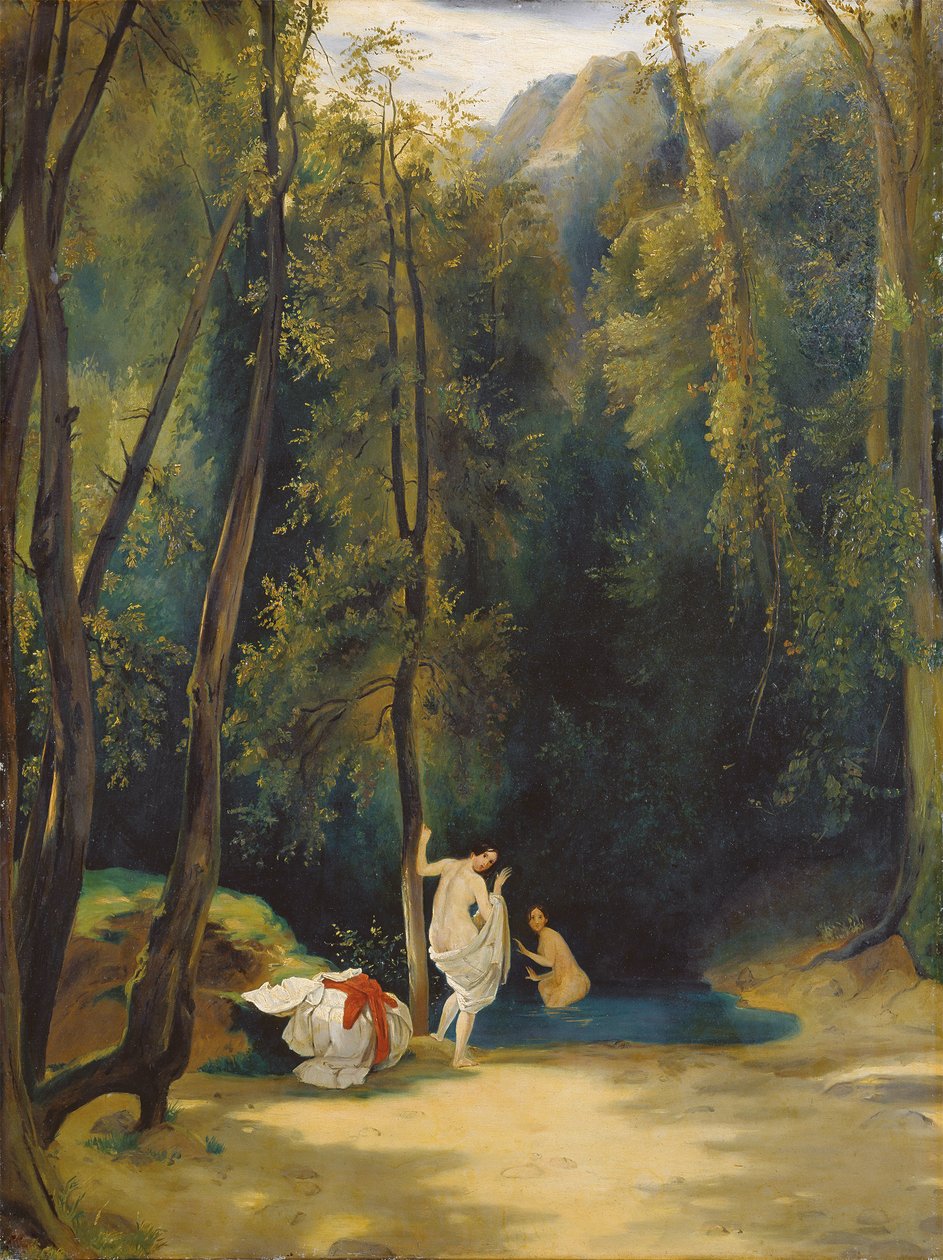 Kvinner som bader i Terni-parken, ca. 1828-29 (olje på lerret) av Karl Blechen