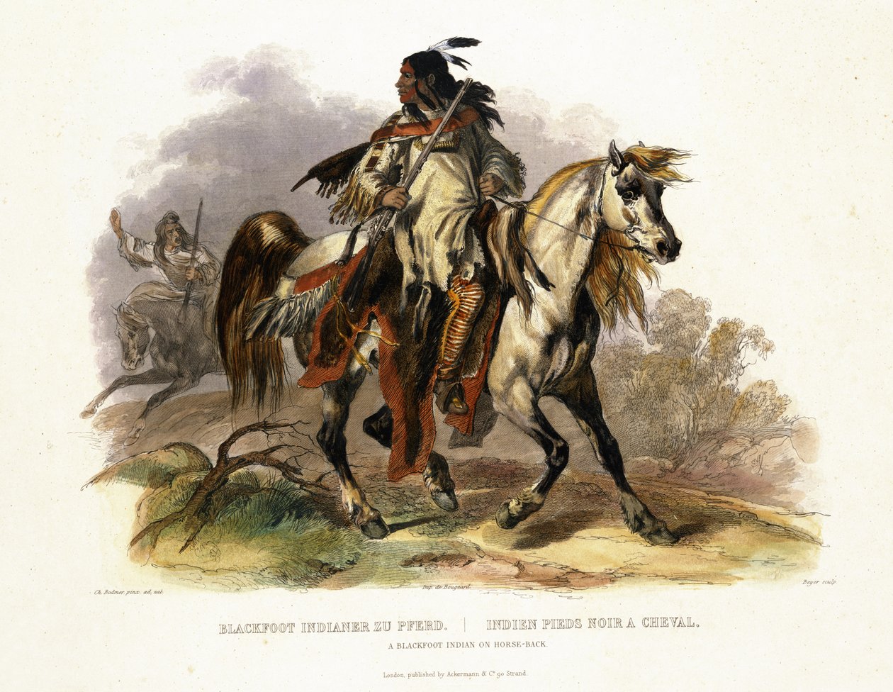 En svartfotindianer til hest, plate 19 fra bind 1 av 