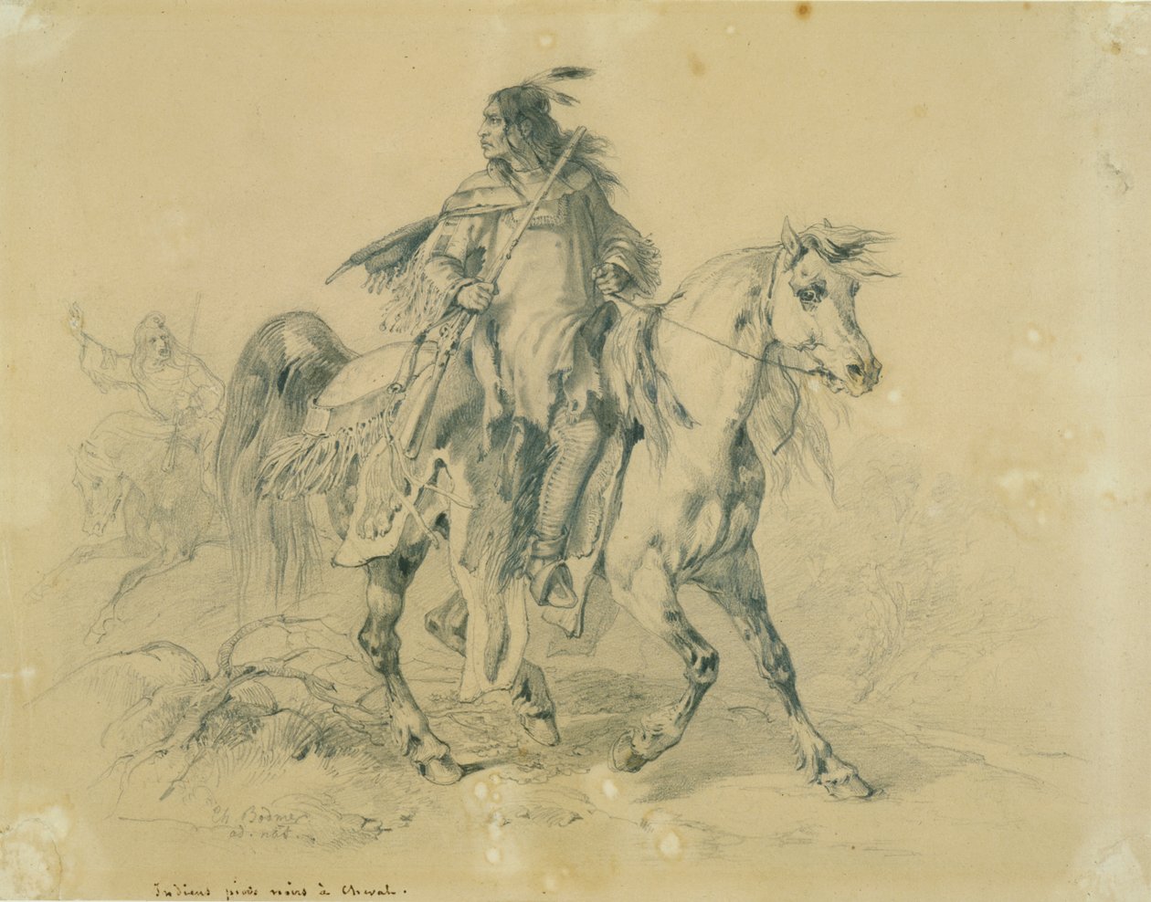 Blackfeet-kriger til hest av Karl Bodmer