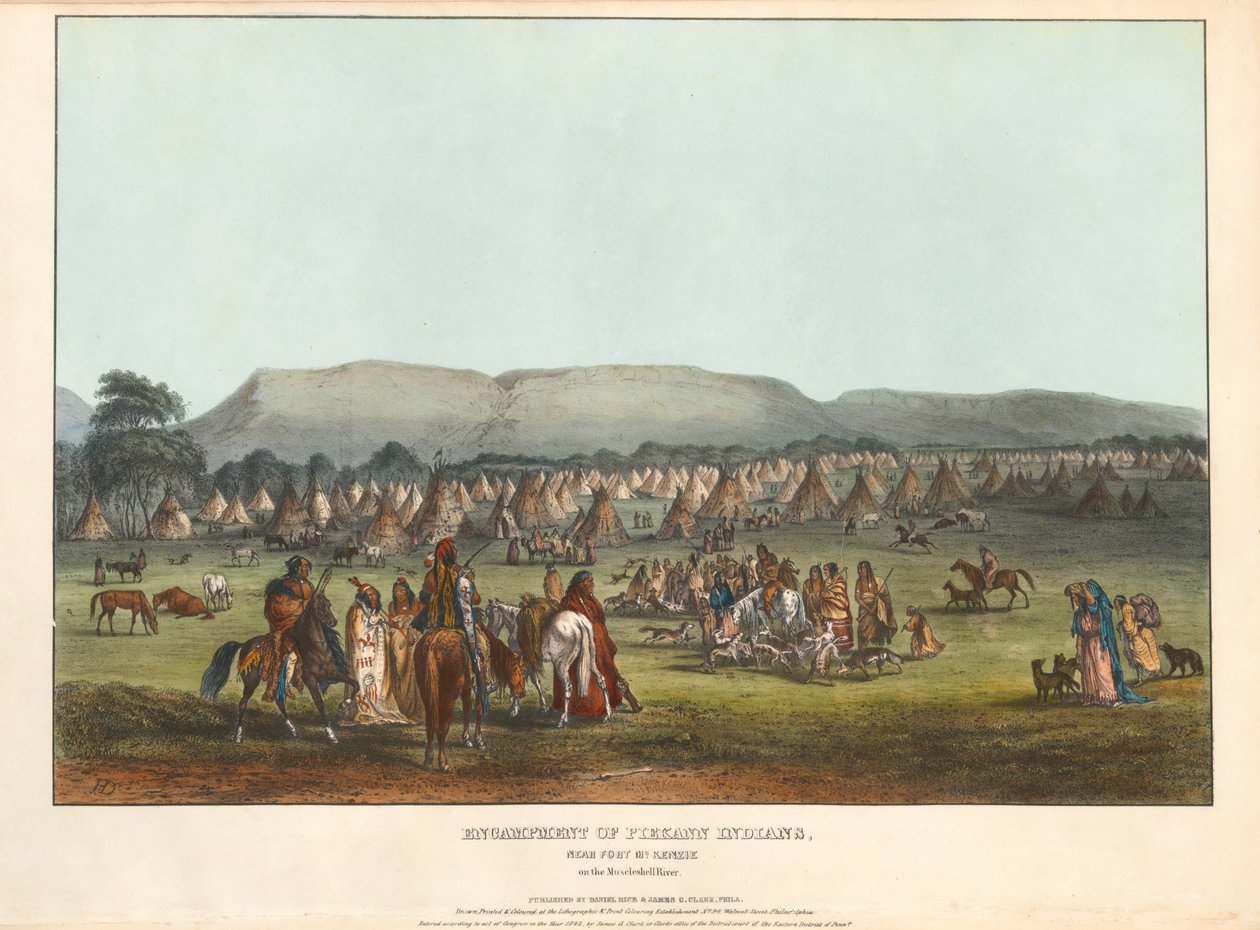 Leir for Piegan-indianere av Karl Bodmer