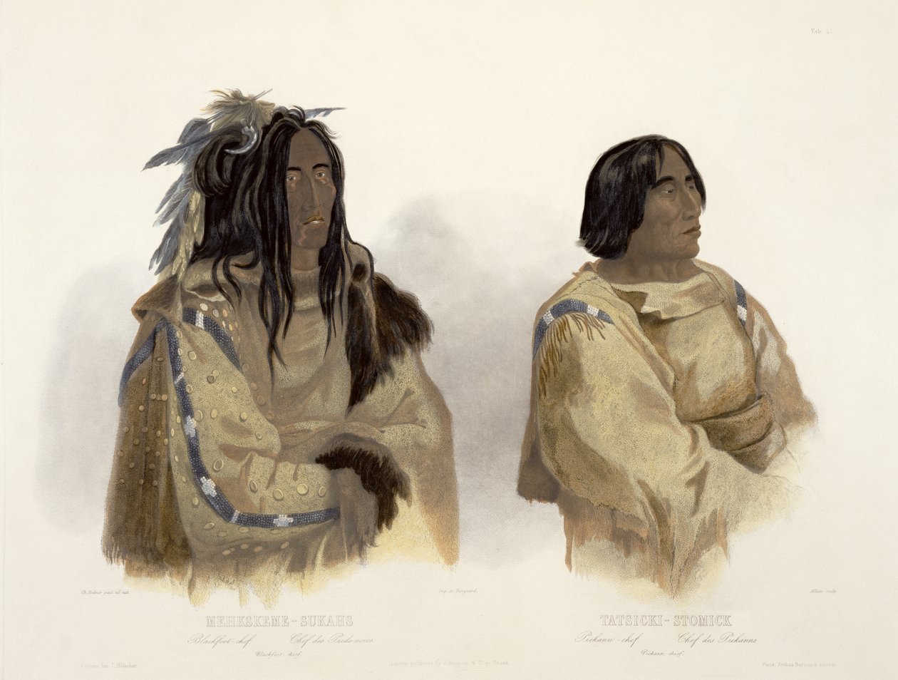 Mehkskeme-Sukahs, Blackfoot Chief og Tatsicki-Stomick, Piekann Chief, plate 45 fra bind 2 av 