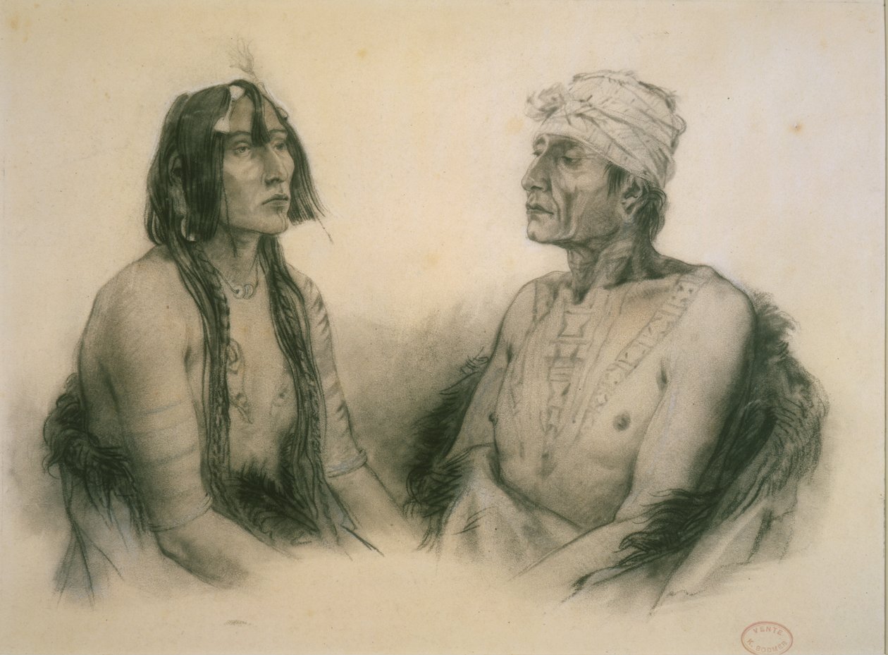 Psihdja-S?hpa og Tuk?n-H?ton, Yankton-menn av Karl Bodmer