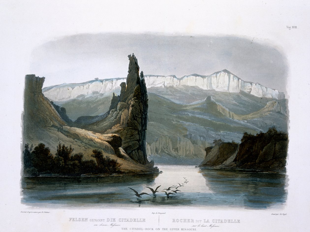 The Citadel Rock on the Upper Missouri, plate 18 fra bind 1 av 