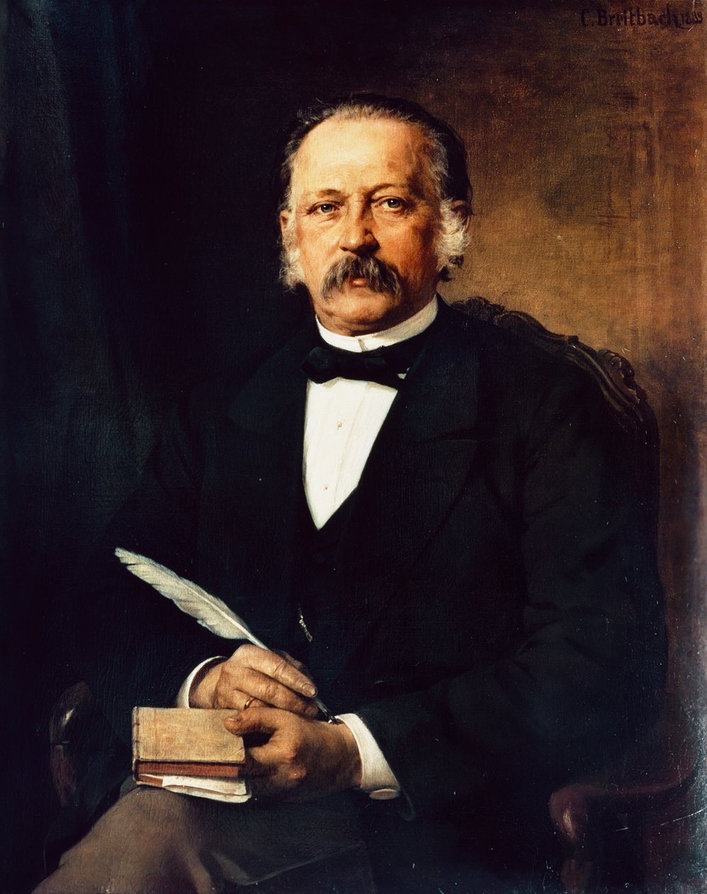 Portrett av Heinrich Theodor Fontane, tysk poet og forfatter av Karl Breitbach