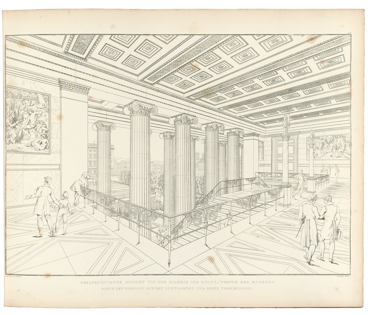 Altes Museum Berlin: Utsikt over trappen, 1852 av Karl Friedrich Schinkel