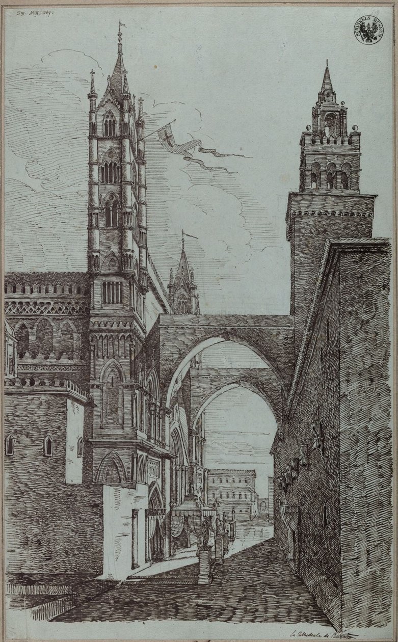 «Utsikt over katedralen i Palermo» av Karl Friedrich Schinkel