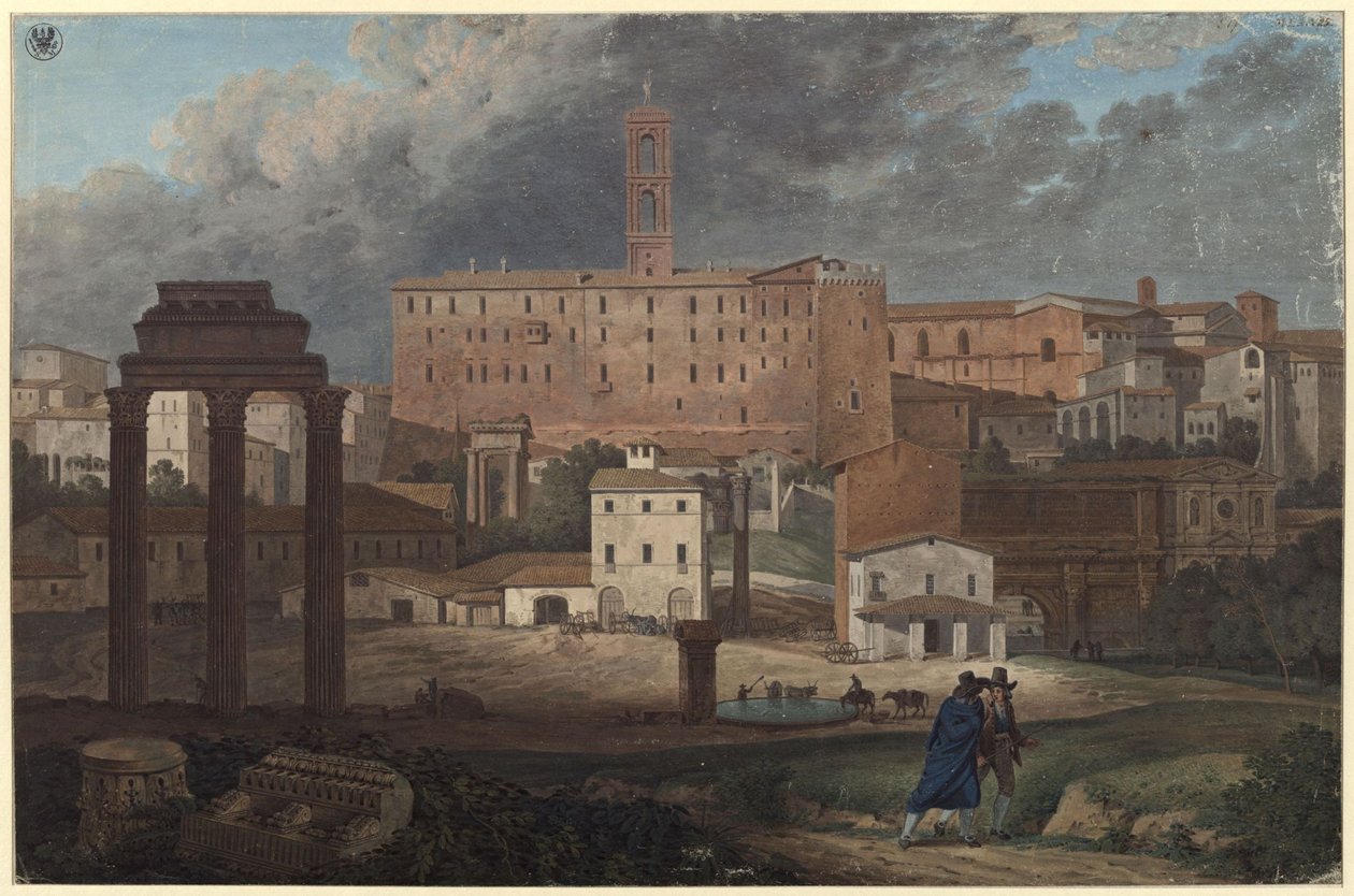 Utsikt over Kapitol i Roma fra Campo Vaccino av Karl Friedrich Schinkel