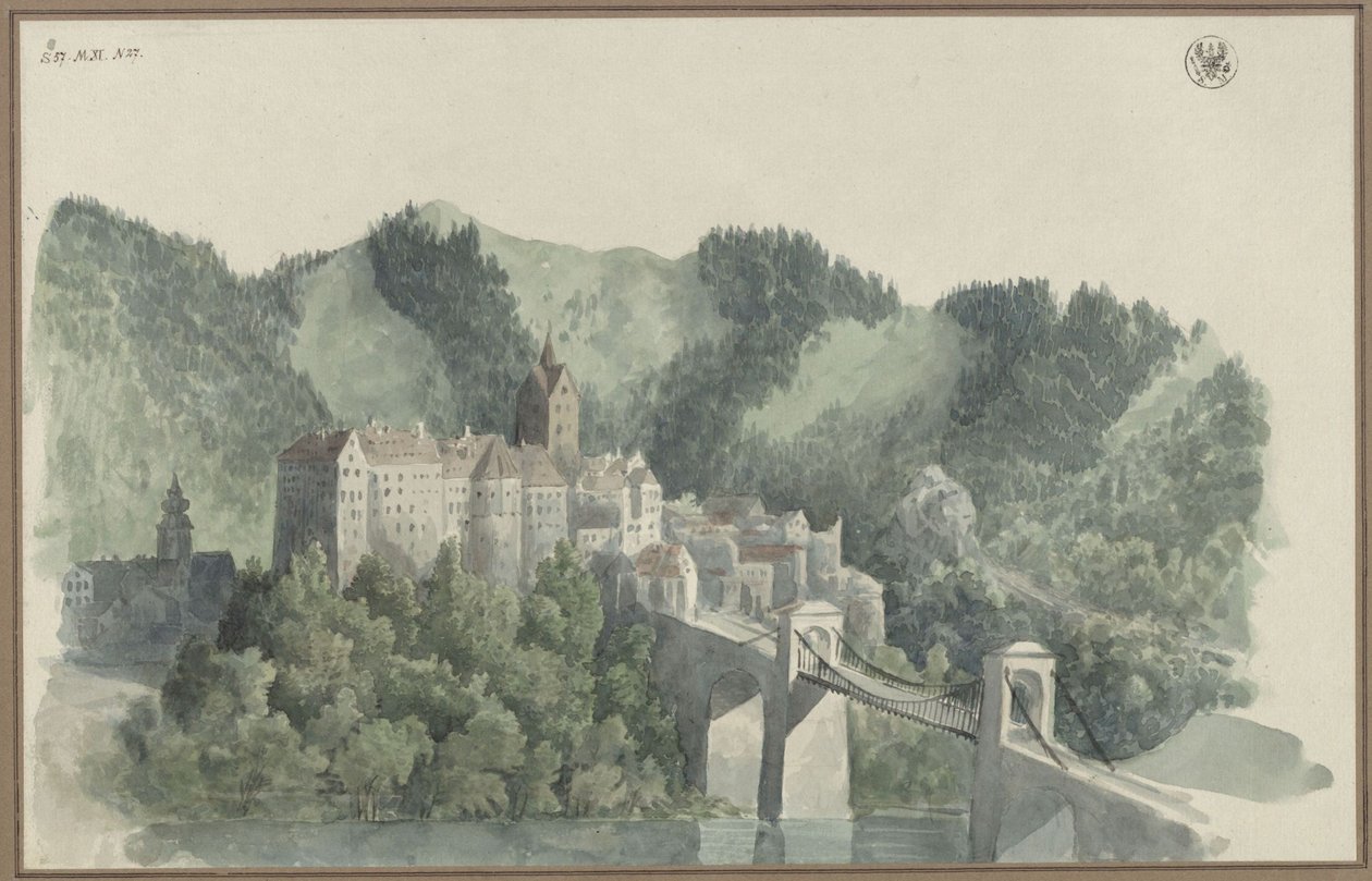 Utsikt over Elbogen (Loket) nær Karlsbad i Tsjekkia av Karl Friedrich Schinkel