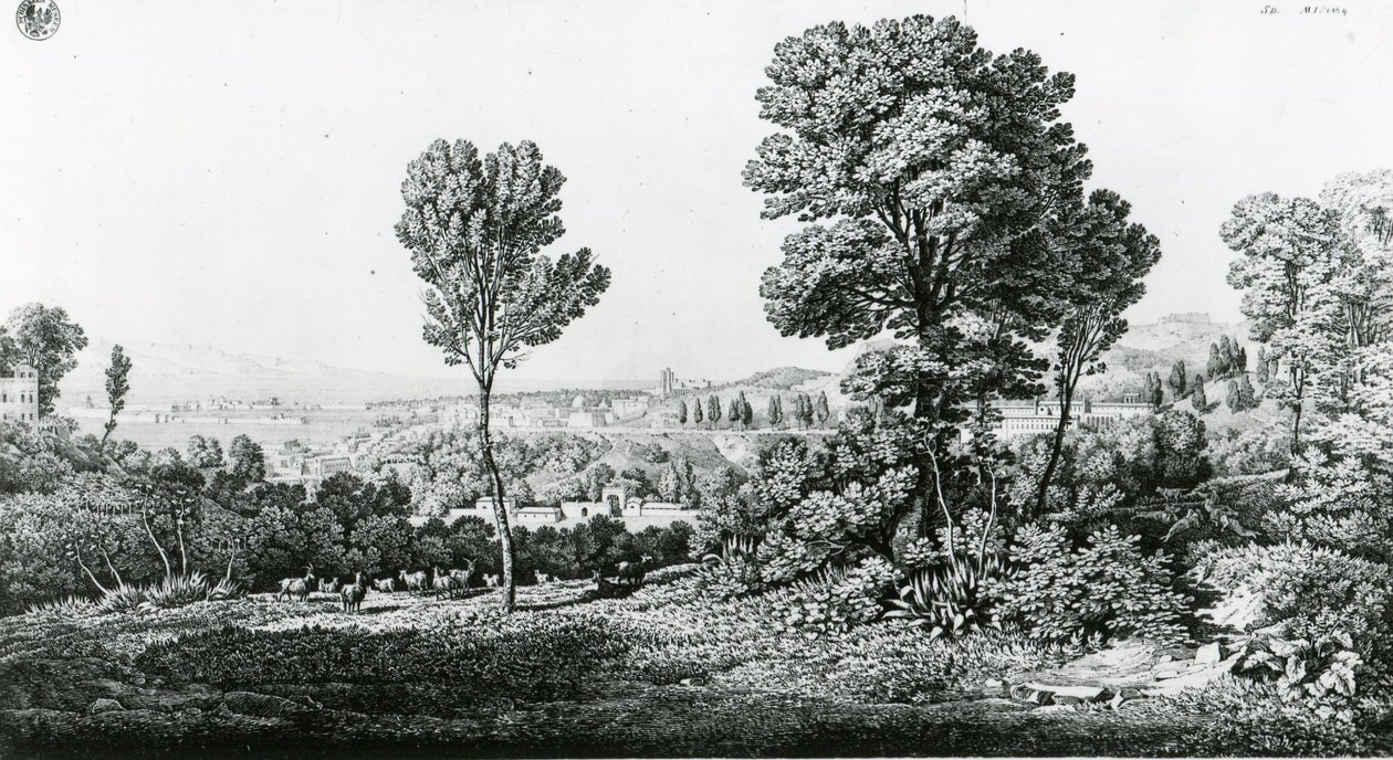 Utsikt over Messina og Calabrias motsatte kyst av Karl Friedrich Schinkel