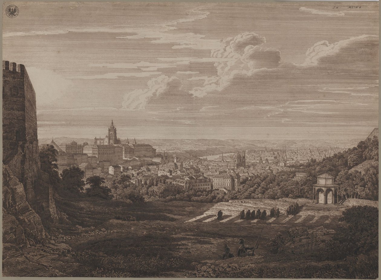 Utsikt over Praha fra Petřínhøyden av Karl Friedrich Schinkel