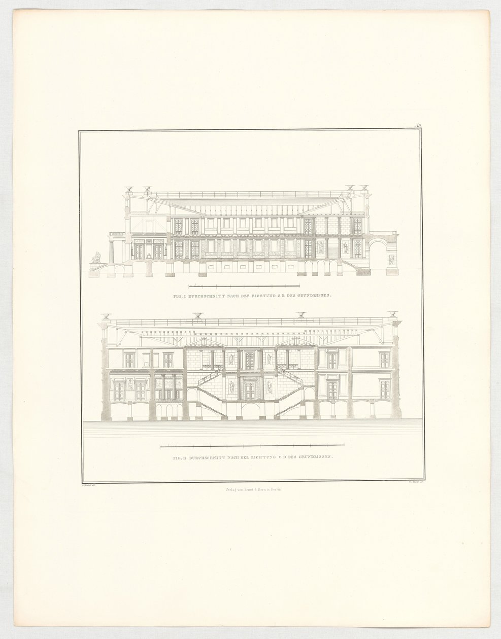 Utsikter over slottet Krzescowice, blad 50 i serien «Samling av arkitektoniske tegninger» av Karl Friedrich Schinkel