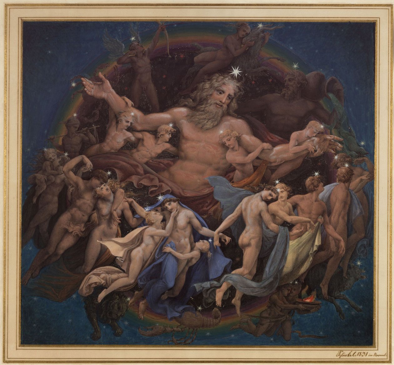 Berlin. Altes Museum ved Lustgarten. Utkast til veggmaleriet «Uranus og stjernenes dans» av Karl Friedrich Schinkel