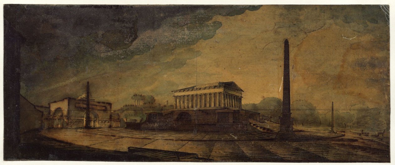 Berlin, Leipziger Platz. Utkast til monumentet over Fredrik II den store av Karl Friedrich Schinkel