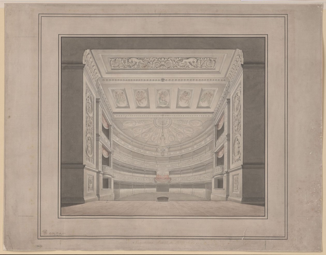 Berlin. Schauspielhaus på Gendarmenmarkt, tilskuerrommet av Karl Friedrich Schinkel