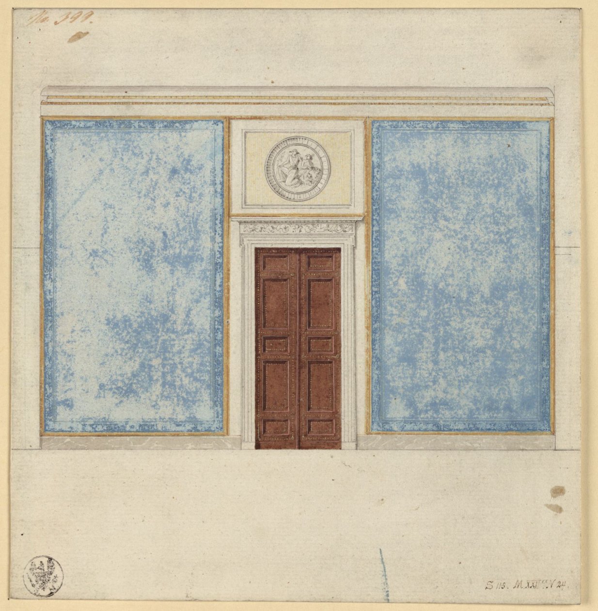 Berlin, Wilhelmstraße 102. Prins Albrecht av Preussens palé, utkast til en salong av Karl Friedrich Schinkel