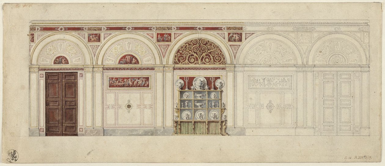 Berlin, Wilhelmstraße 102. Prins Albrecht av Preussens palass, utkast til spisesalen av Karl Friedrich Schinkel