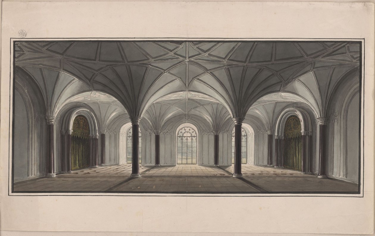 Berlin, Wilhelmstraße. Radziwiłł-palasset. Utkast til hagesalen av Karl Friedrich Schinkel