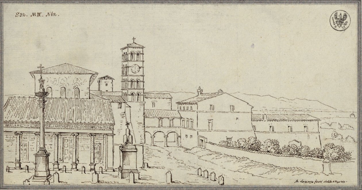 Utsikt over San Lorenzo fuori le mura i Roma av Karl Friedrich Schinkel
