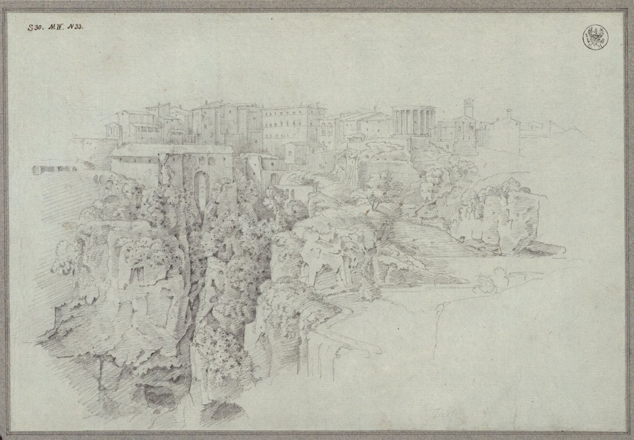 Utsikt over Tivoli på den andre siden av Aniene-dalen av Karl Friedrich Schinkel