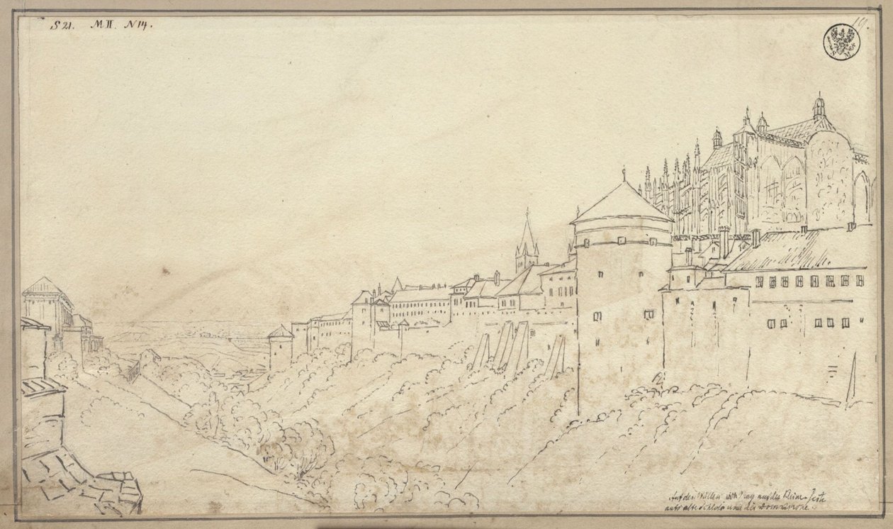 Utsikt over Praha-borgen med koret i St. Vitus-katedralen av Karl Friedrich Schinkel