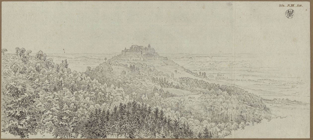 Utsikt over Coburg-festningen fra nord av Karl Friedrich Schinkel