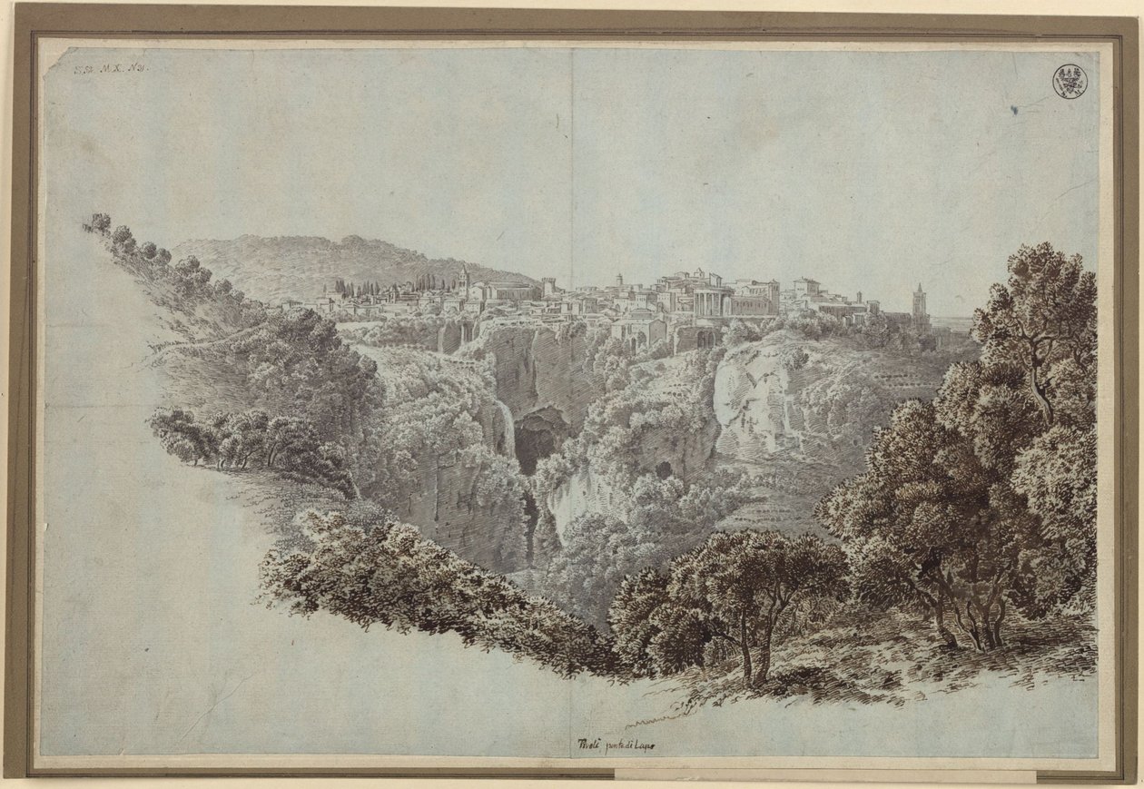 Utsikt fra Monte Catillo vestover over Anio-dalen (Aniene) mot Tivoli av Karl Friedrich Schinkel