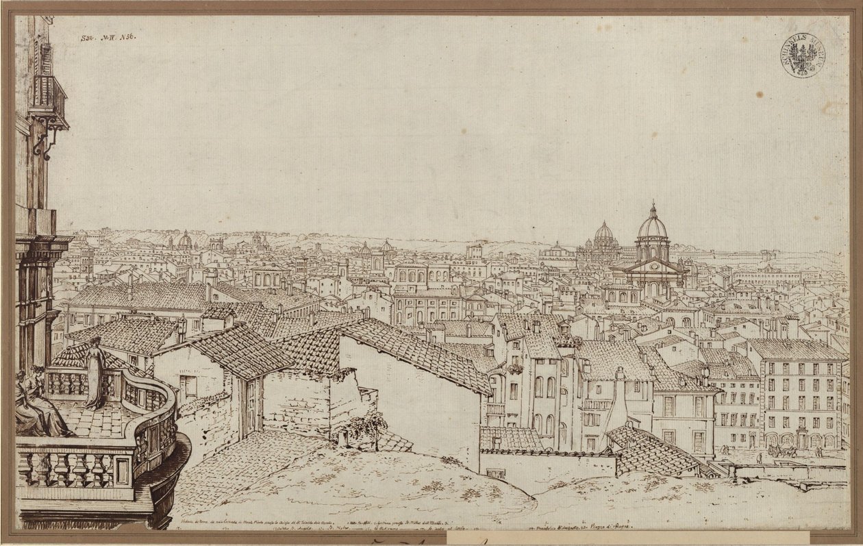 Utsikt over Roma fra Schinkels bolig på Monte Pincio av Karl Friedrich Schinkel