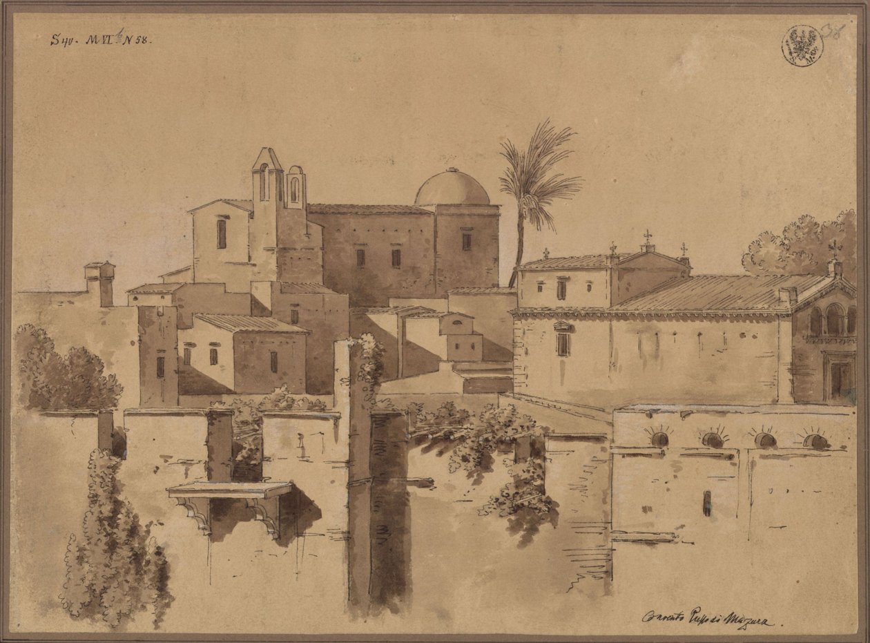 «Convento presso di Mazara» - kloster eller kirke i Marsala på Sicilia av Karl Friedrich Schinkel