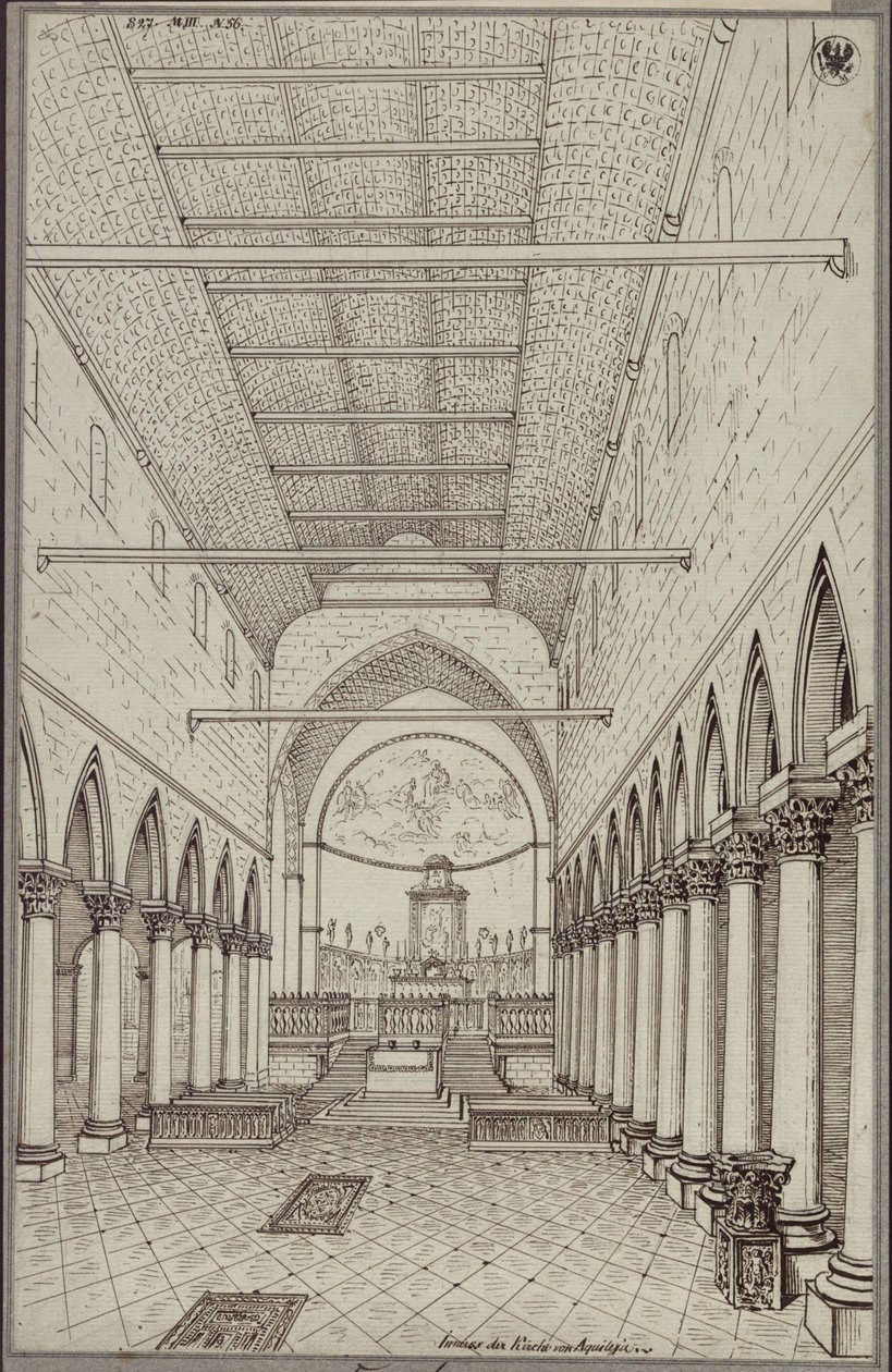 Interiøret i katedralen i Aquileia av Karl Friedrich Schinkel