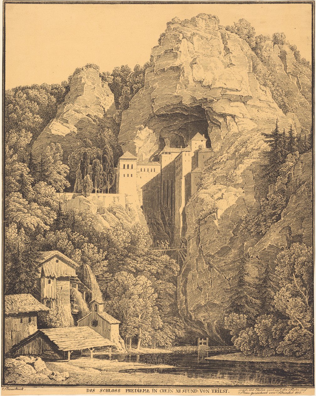 Predjama slott i Krain, tolv timer fra Trieste av Karl Friedrich Schinkel