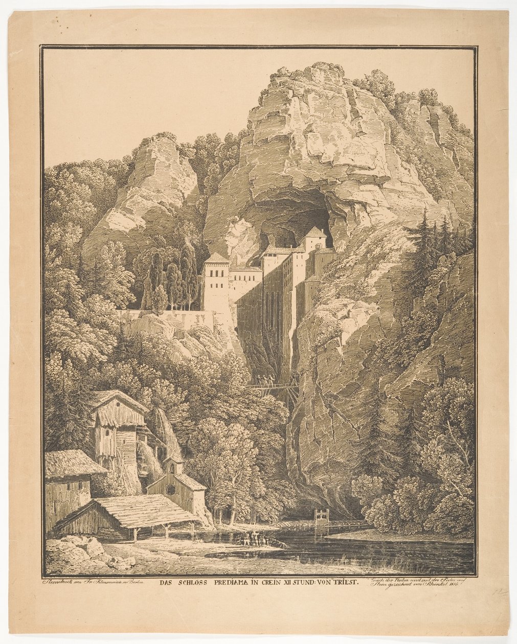 Predjama slott i Krain, XII timer fra Trieste av Karl Friedrich Schinkel