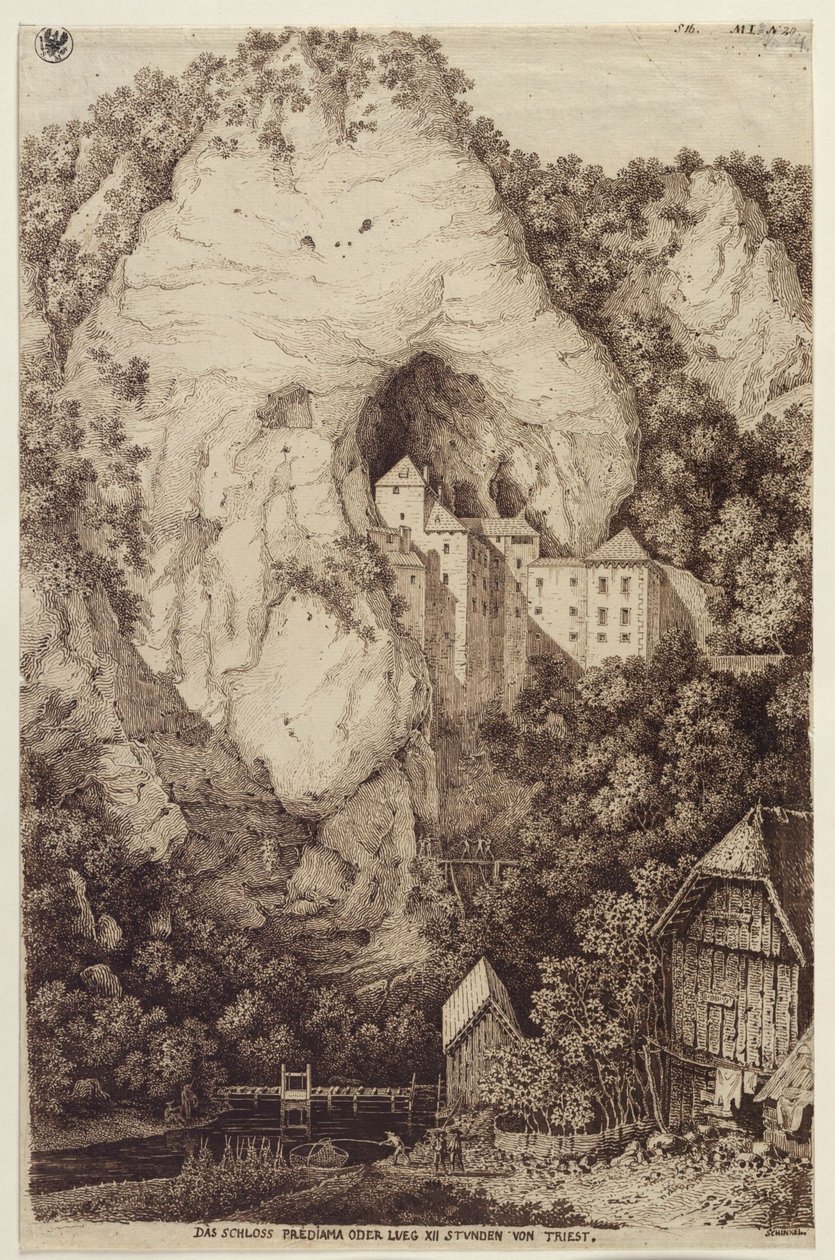 Slottet Predjama eller Lueg, XII timer fra Trieste av Karl Friedrich Schinkel