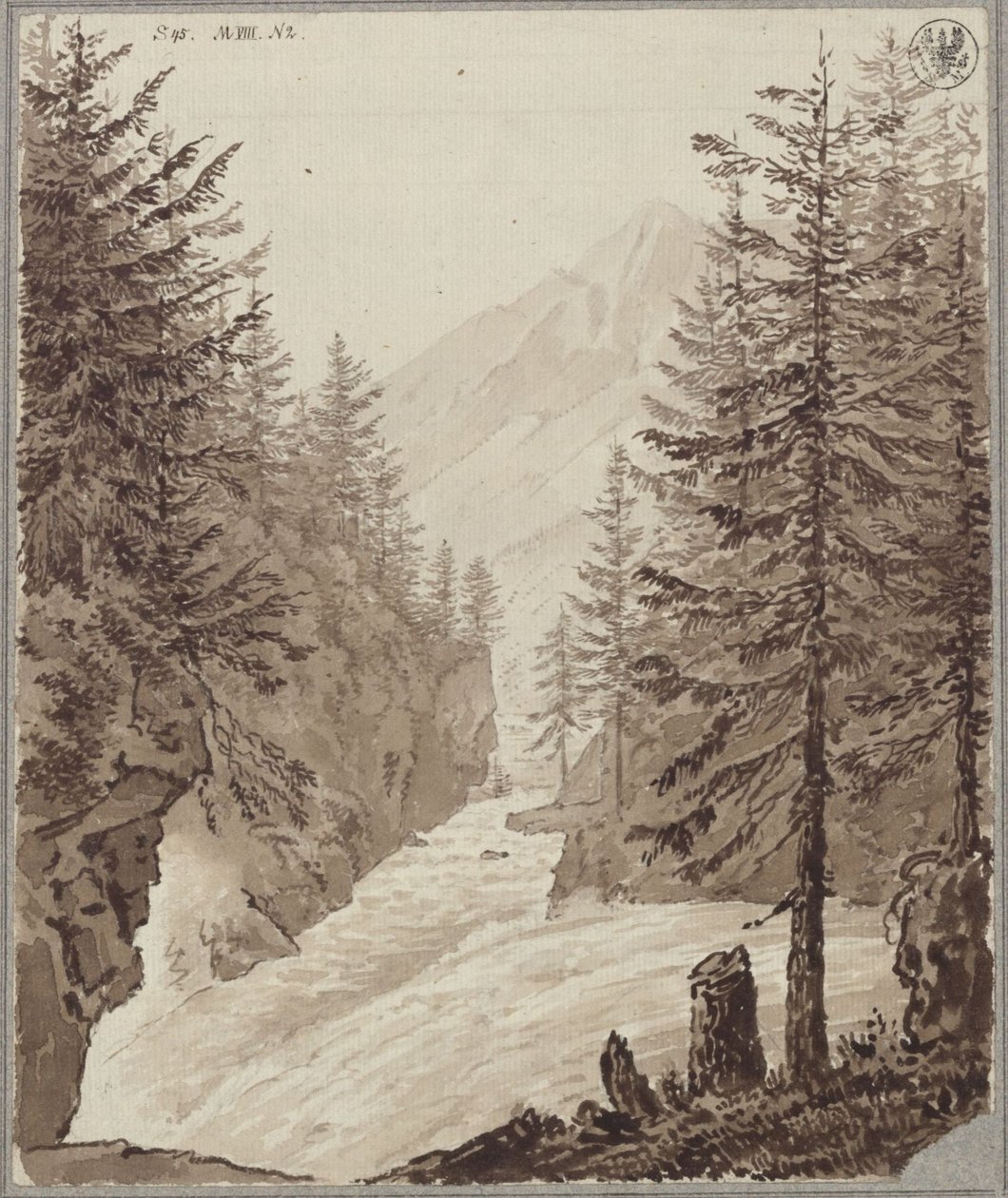 Klamm-passet med Gasteiner Ache nær Lend i Salzburg-området av Karl Friedrich Schinkel