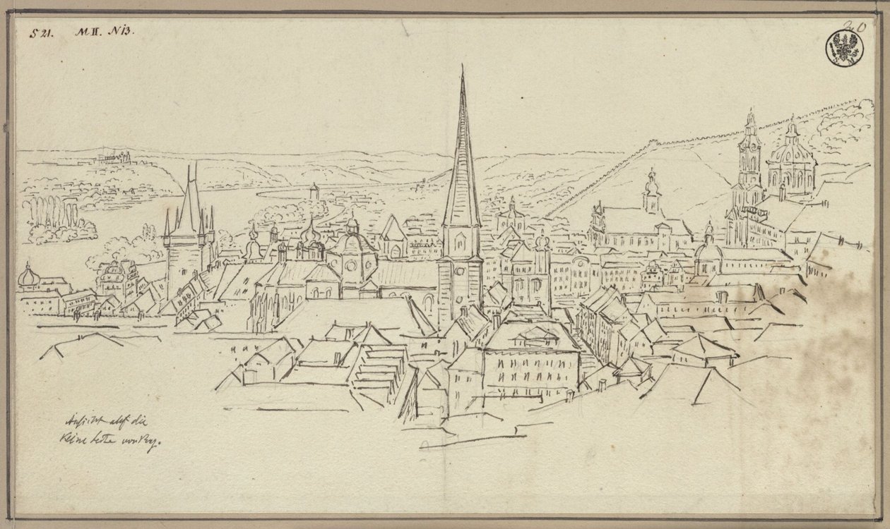 Lillesiden i Praha sett fra Hradčany av Karl Friedrich Schinkel