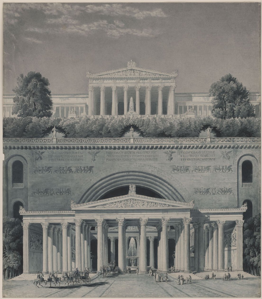 En fyrstes residens. Innkjørsel til slottet av Karl Friedrich Schinkel