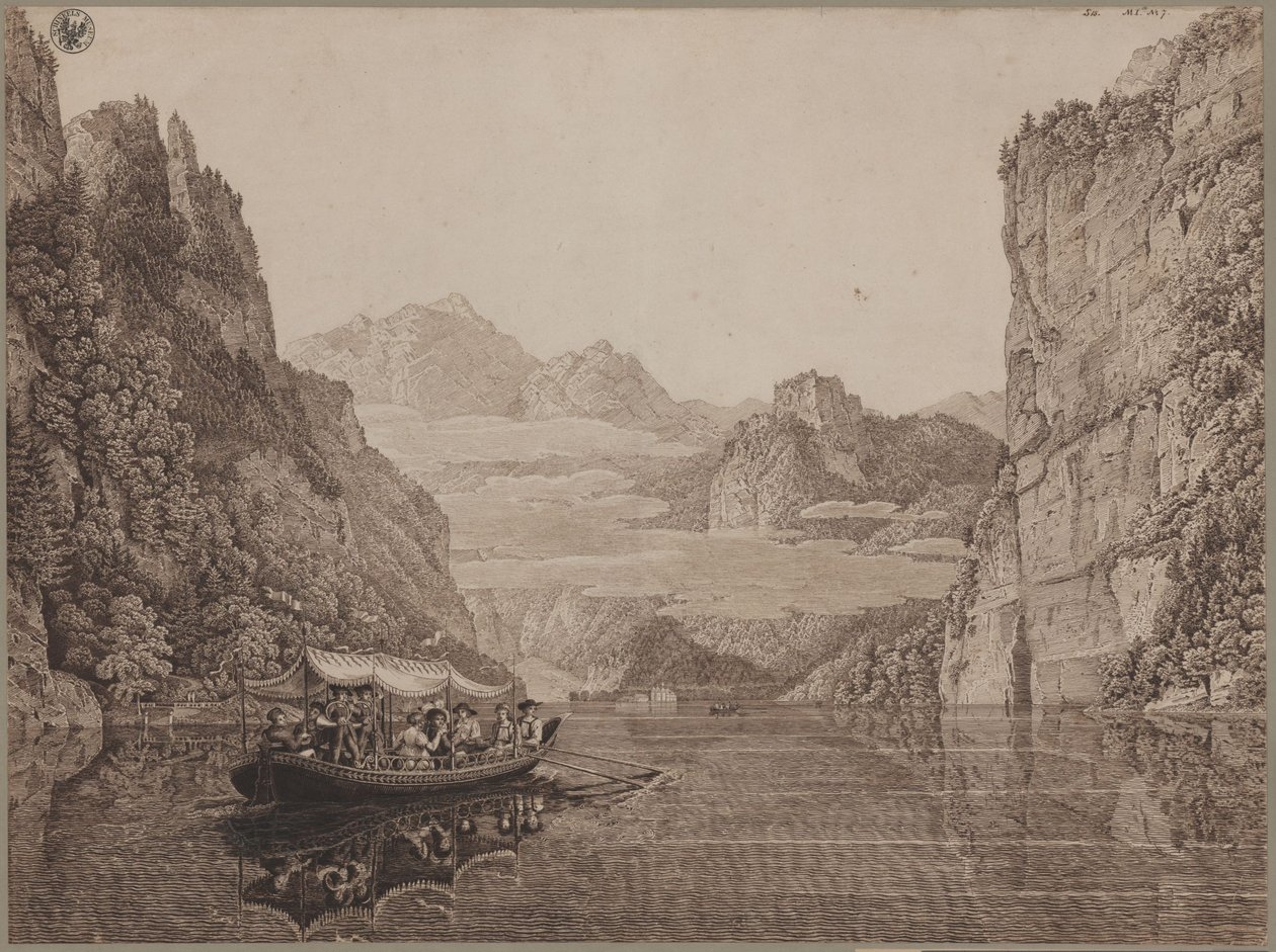 En båttur på Königssee nær Berchtesgaden (med Karl Friedrich Schinkel og hans hustru Susanne Schinkel, født Berger) av Karl Friedrich Schinkel