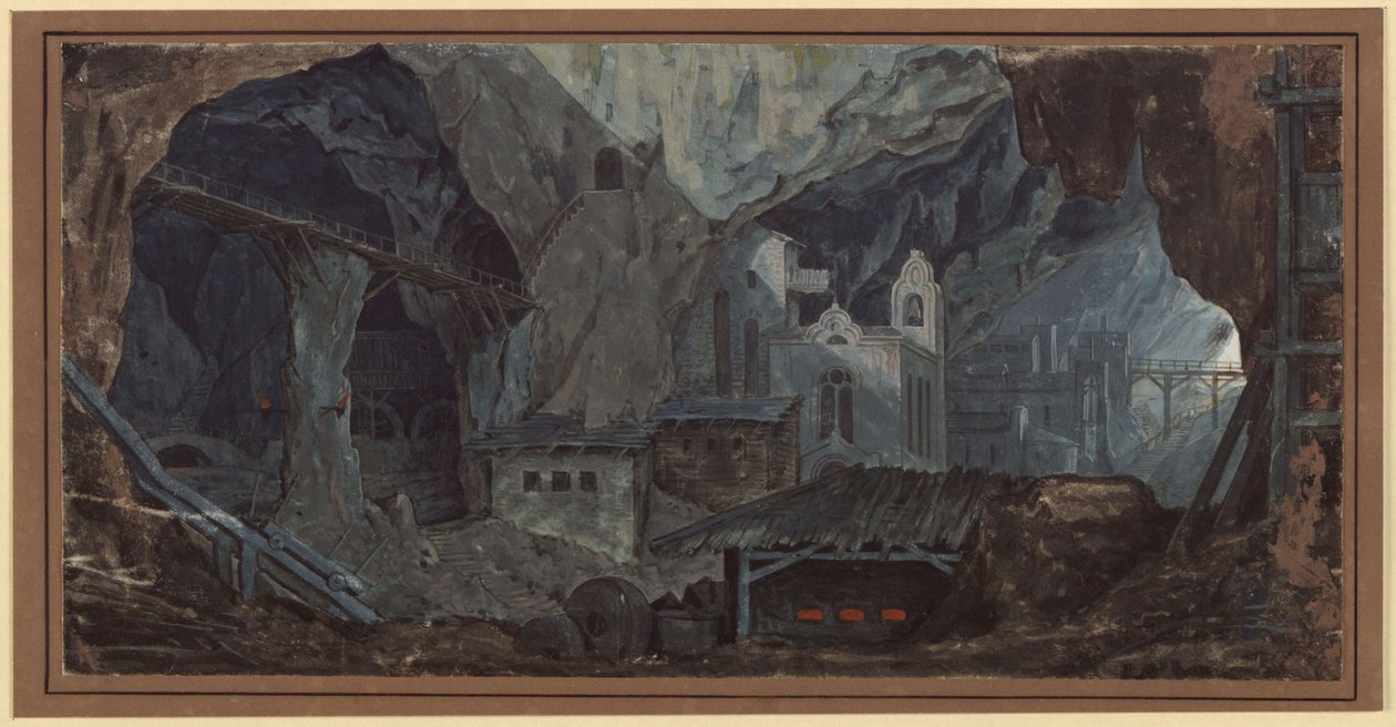 Jerngruve i Catalonia. Interiør av Karl Friedrich Schinkel