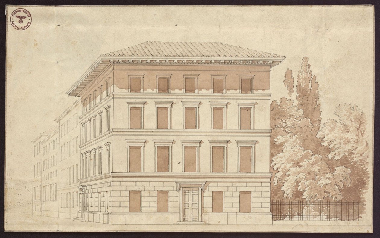 Utkast til et bolighus. Fasade av Karl Friedrich Schinkel